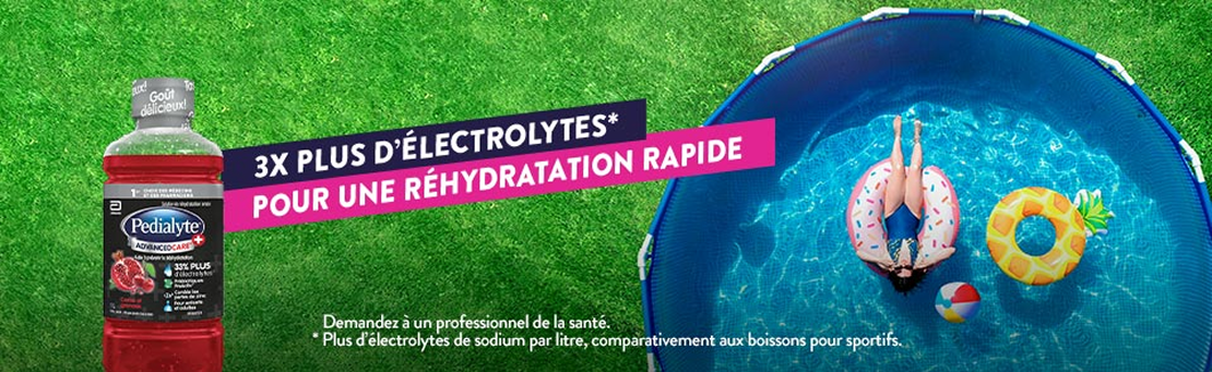 3X plus d’électrolytes* pour une réhydratation rapide avec Pedialyte® pour adultes.