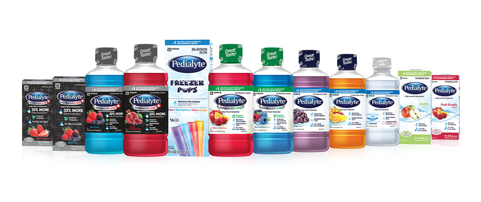 Pedialyte® aide à combler les pertes d’électrolytes et à prévenir la déshydratation chez les adultes et les enfants.
