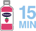 Buvez Pedialyte® en petites gorgées aux 15 min pour vous réhydrater